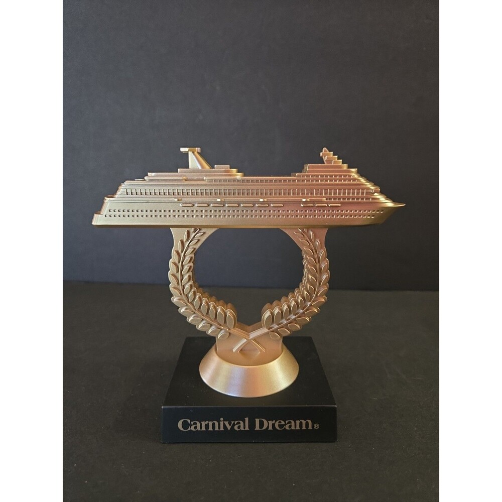 Carnival Dream Choose Fun Cruise Ship On A Stick Trophy Gold Collectible 5×4" - Picture 1 of 6